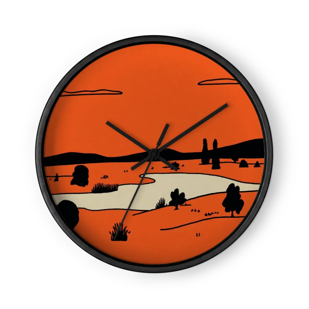 Orange Horizon River | Wall Clock