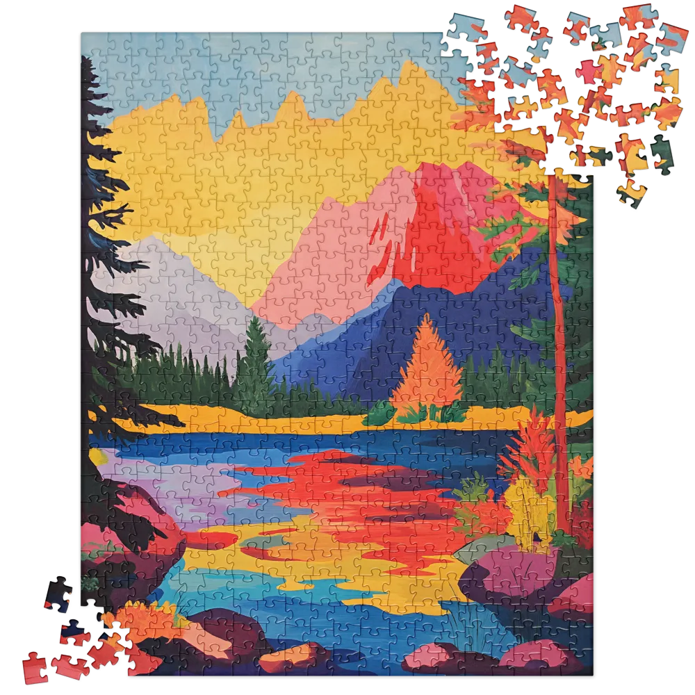Vibrant Mountain Lake 
 Jigsaw Puzzle