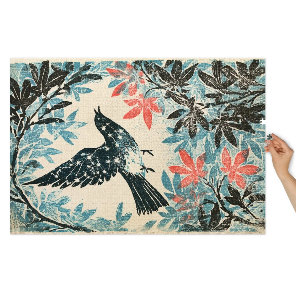 Celestial Bird Linocut | Jigsaw Puzzles