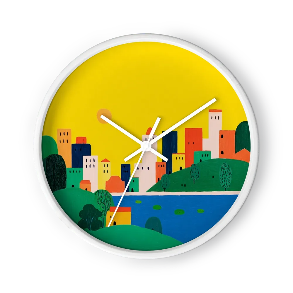 Sunlit Mediterranean Village | Wall Clock