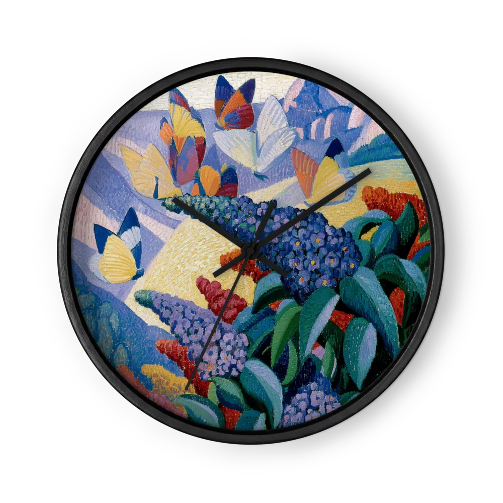 Butterflies in Alpine Landscape | Wall Clock