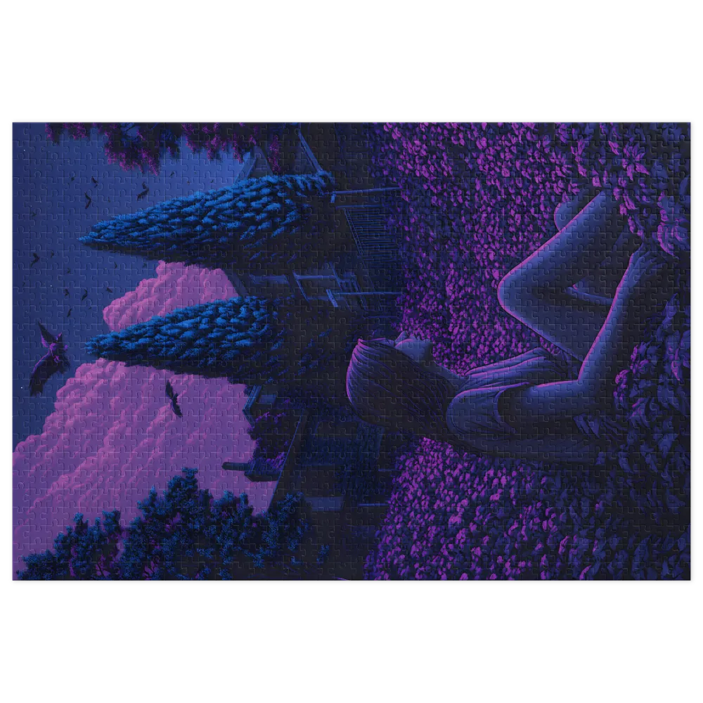 Surreal Digital Painting of Girl in Purple Flowers | Jigsaw Puzzle (252/520 pieces)