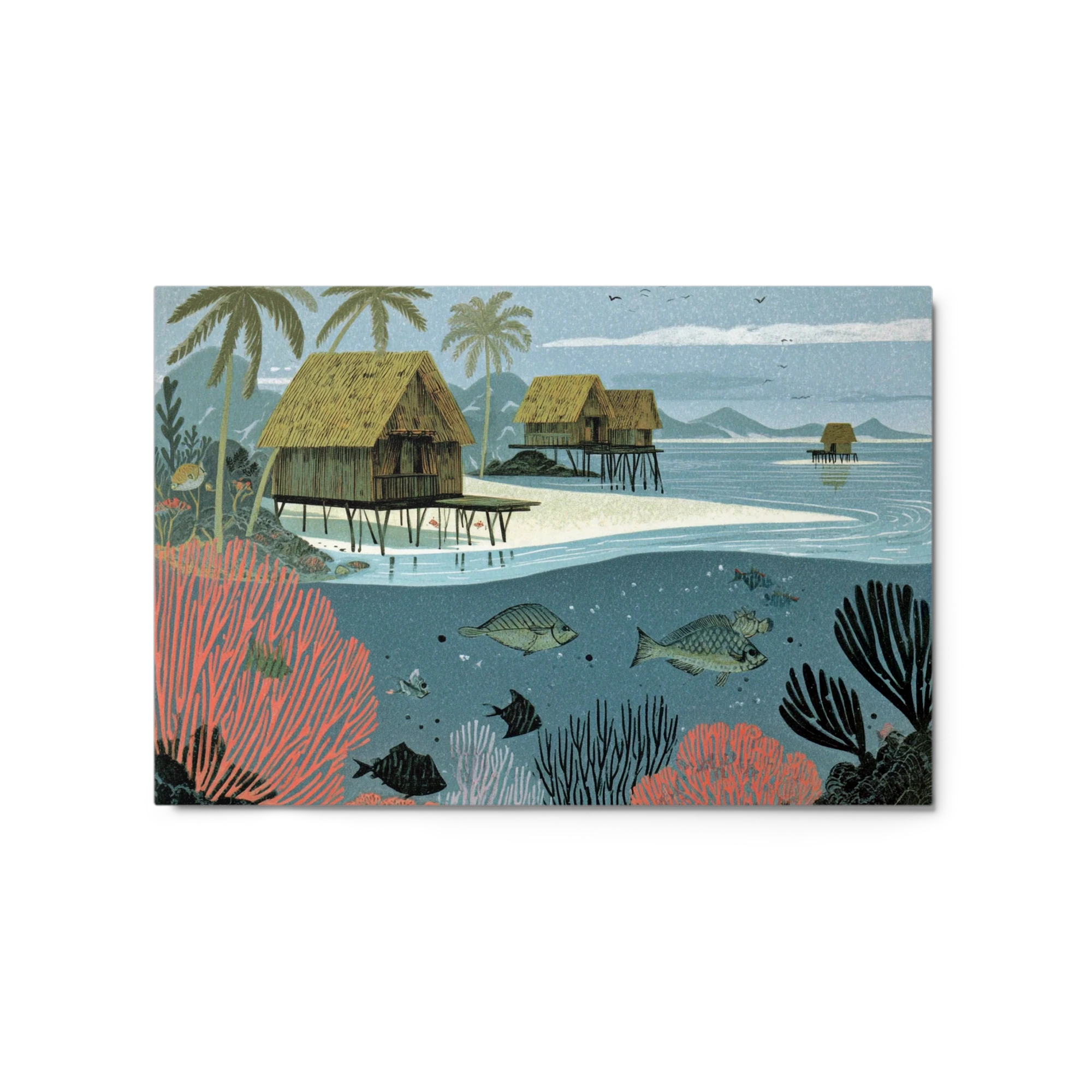 Tropical Stilt Huts and Coral Reef