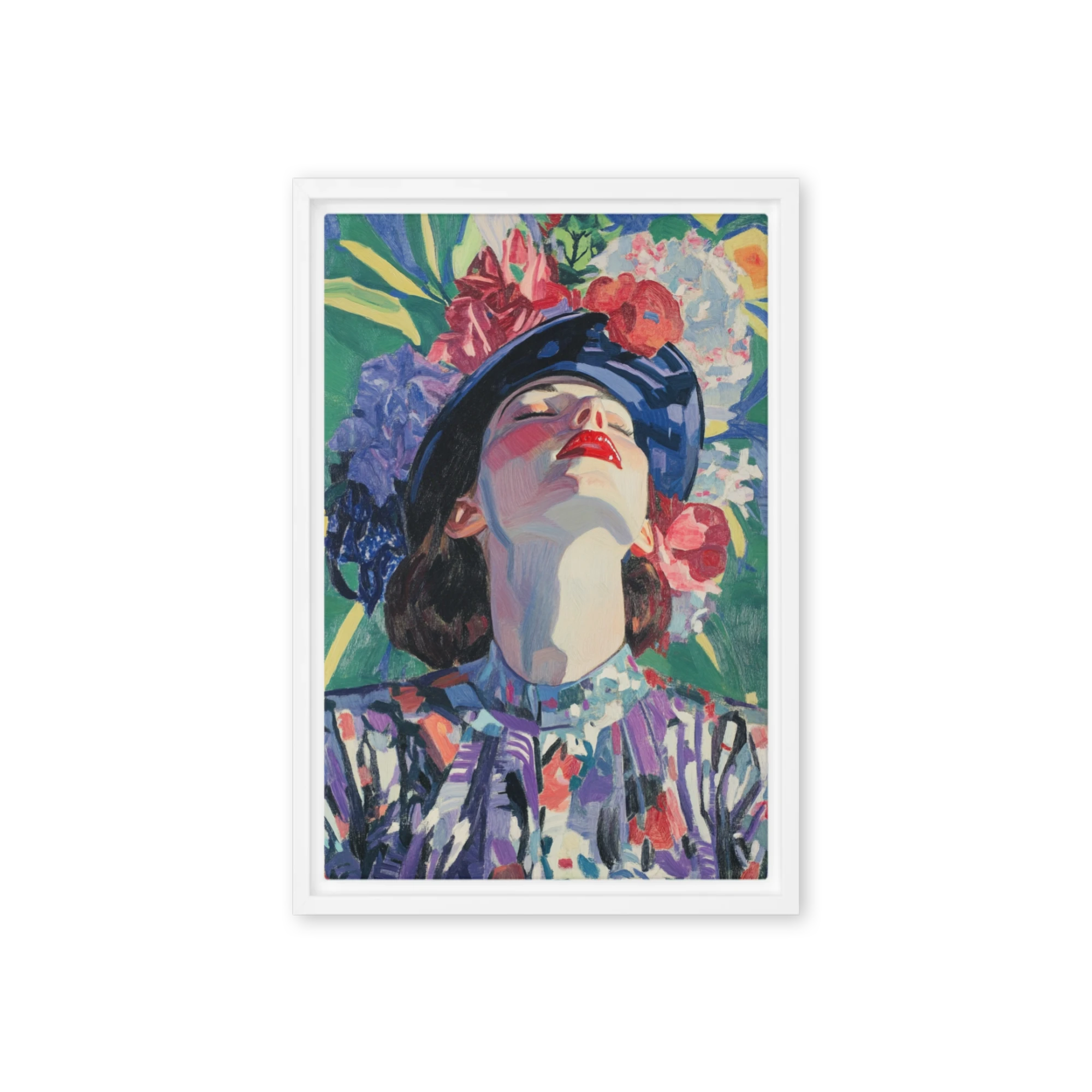 Woman with Floral Background