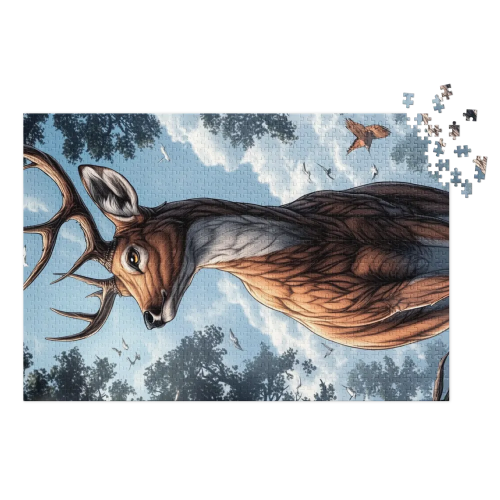 Ilustração de Cervo na Floresta 
 Puzzle em caixa de metal