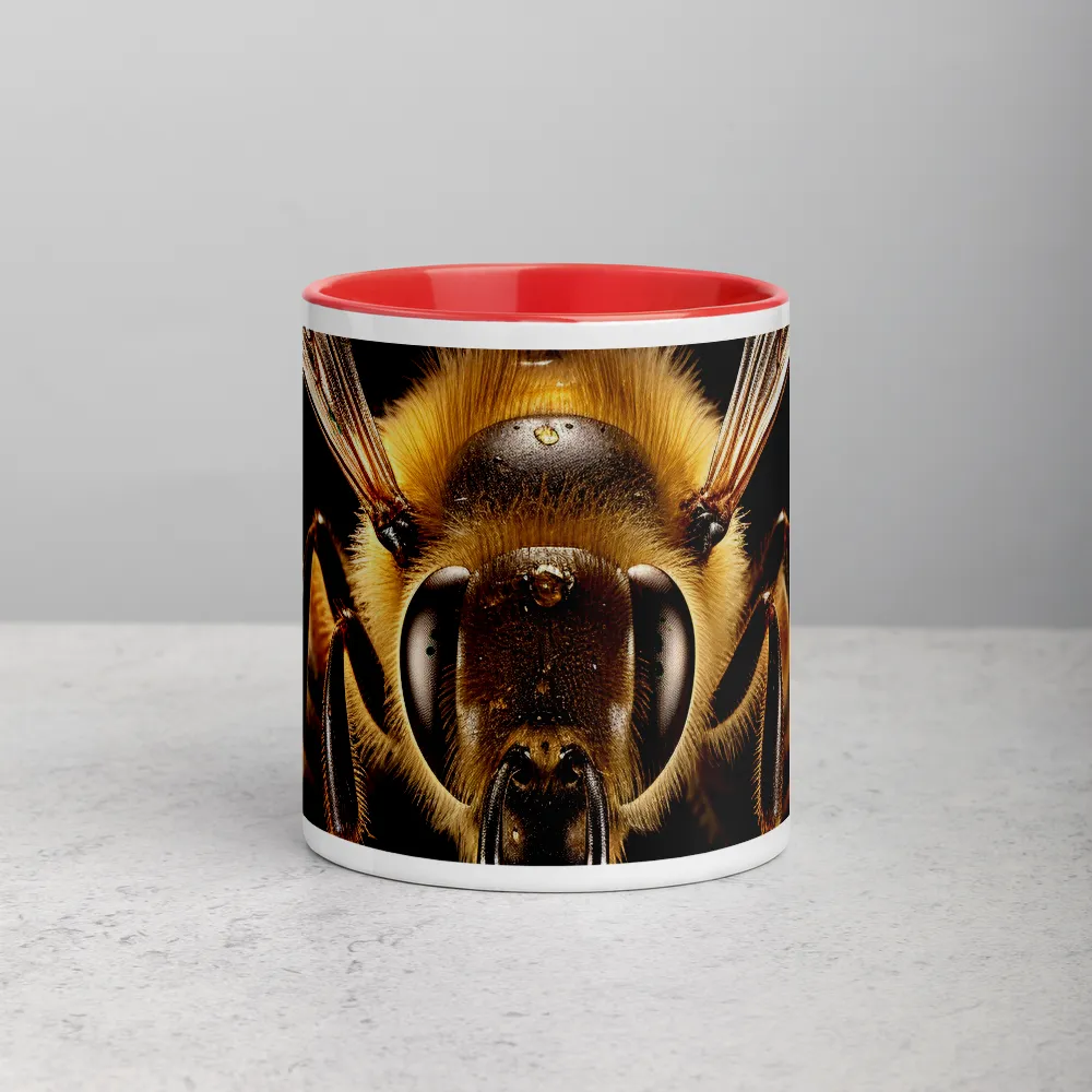 Golden Honeybee Portrait 
 Mug with Dark Green inside