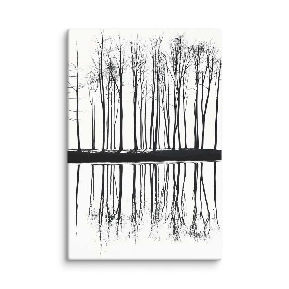 Minimalist Tree Reflection 
 Canvas with Brown Frame