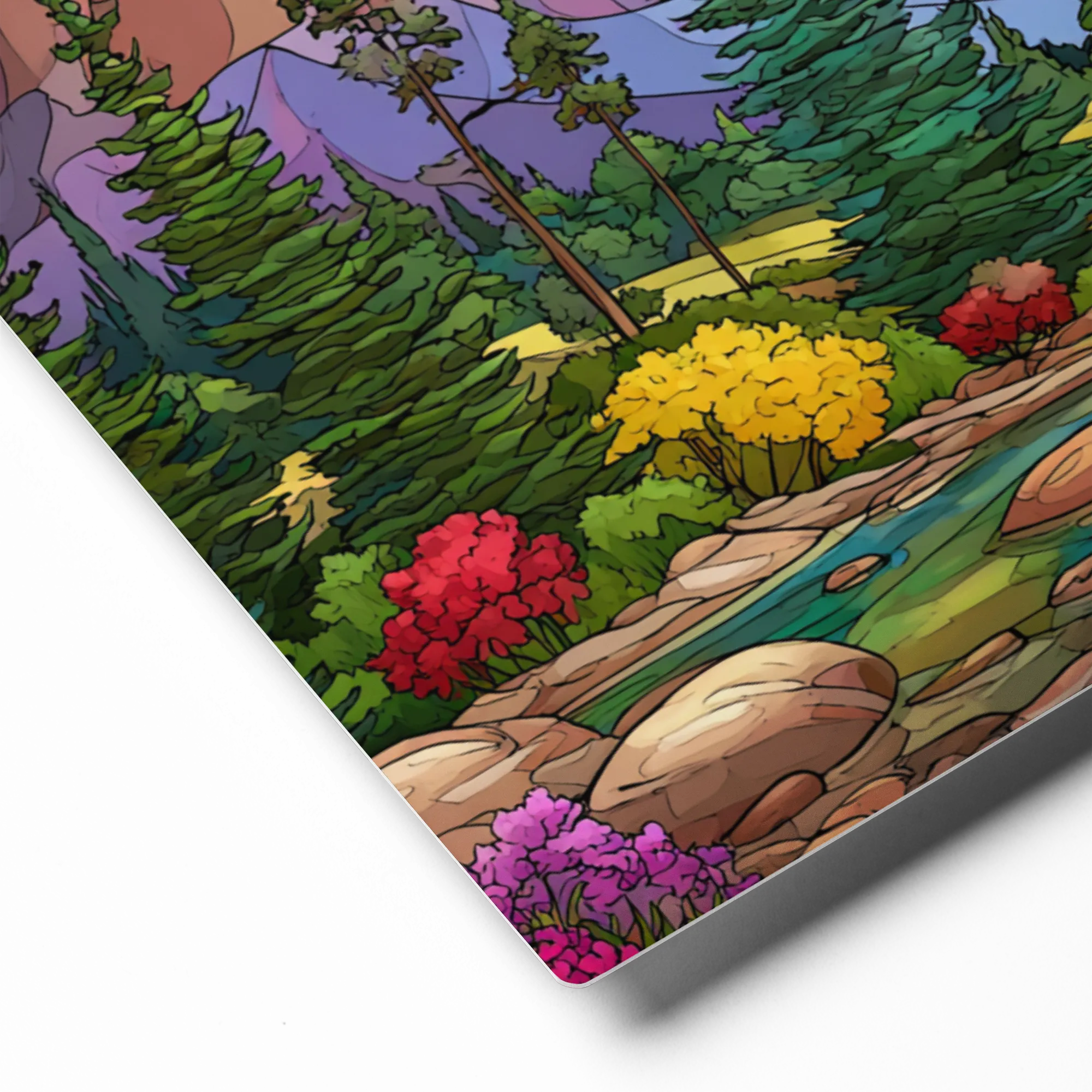 Stained Glass Mountain Valley | Art Print