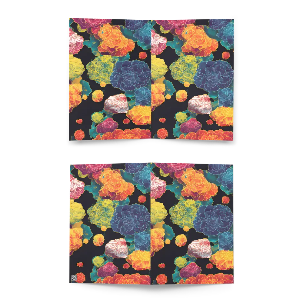 Neon Peony Tapestry | Greeting Card | 5″×7″