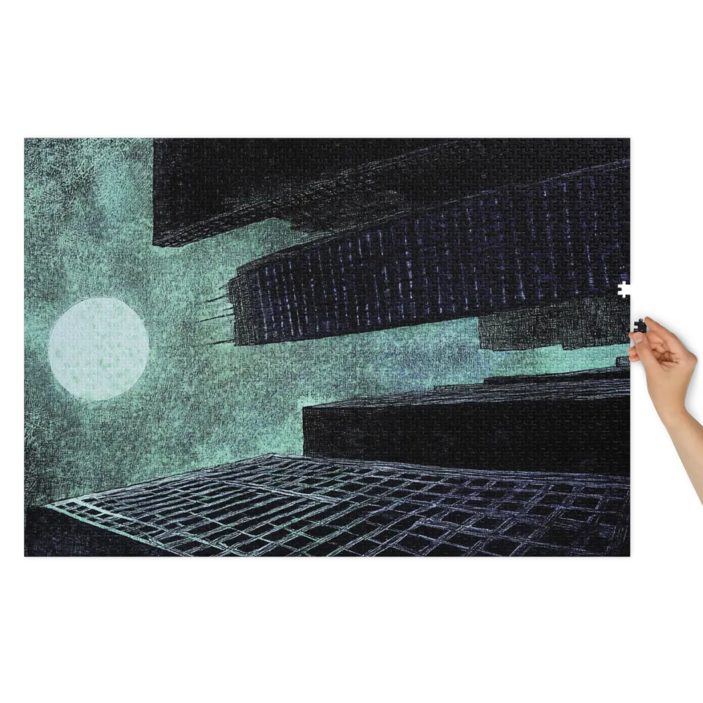 Moody Cityscape with Moon | Jigsaw Puzzle (252/520 pieces)