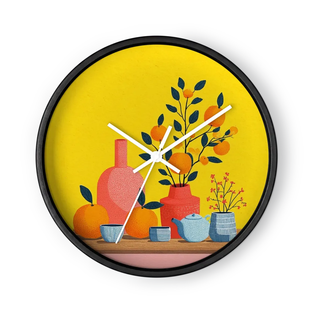 Citrus and Ceramics Still Life | Wall Clock