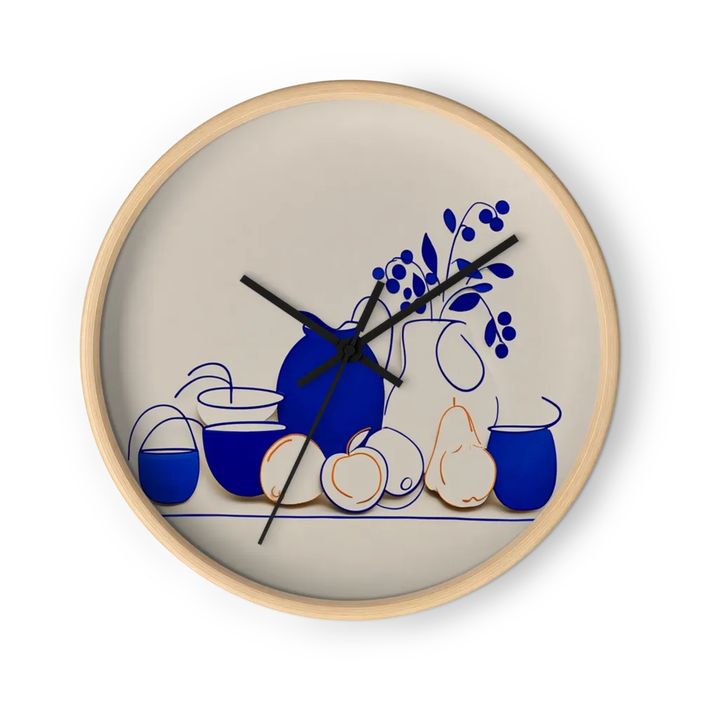 Minimalist Wall Clocks — Cobalt Line On Cream
