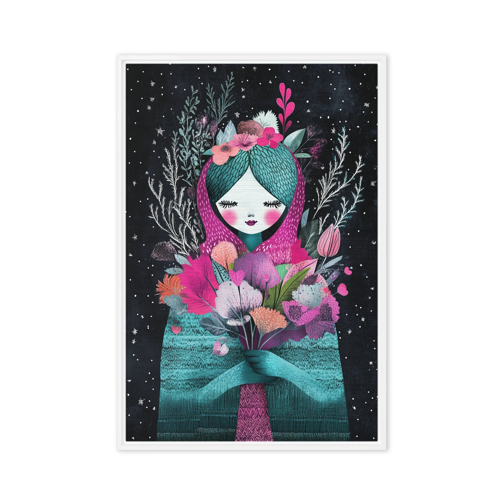 Girl with Flowers Illustration