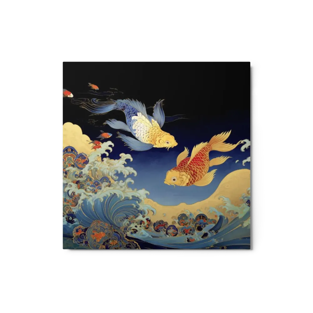Golden Koi Waves | Art Print