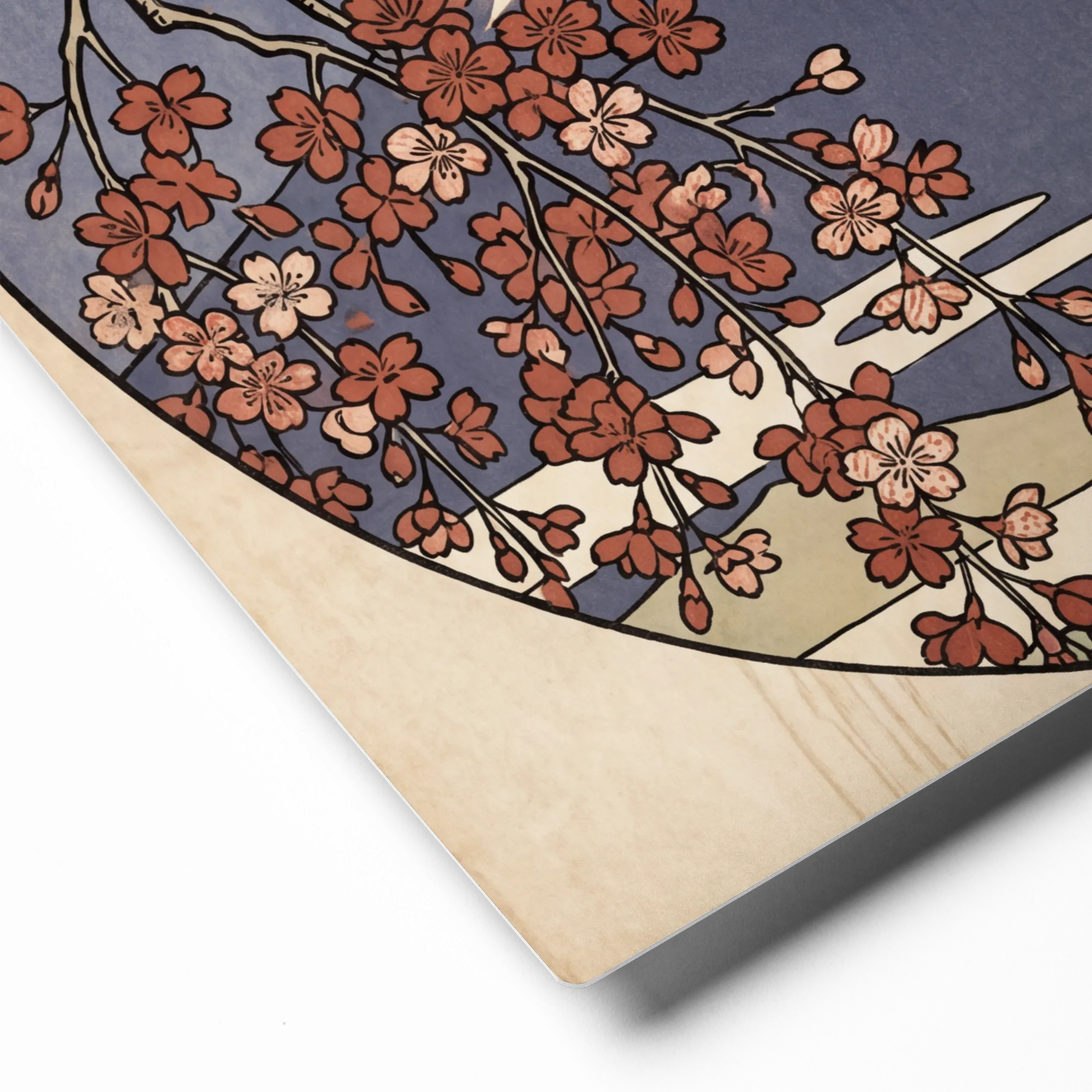 Mount Fuji Cherry Blossoms 
 Poster with Red oak Frame | 18″x 18″
