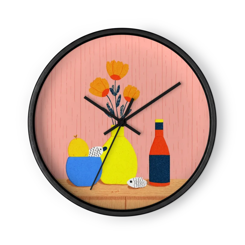 Poppies in Yellow Vase | Wall Clock