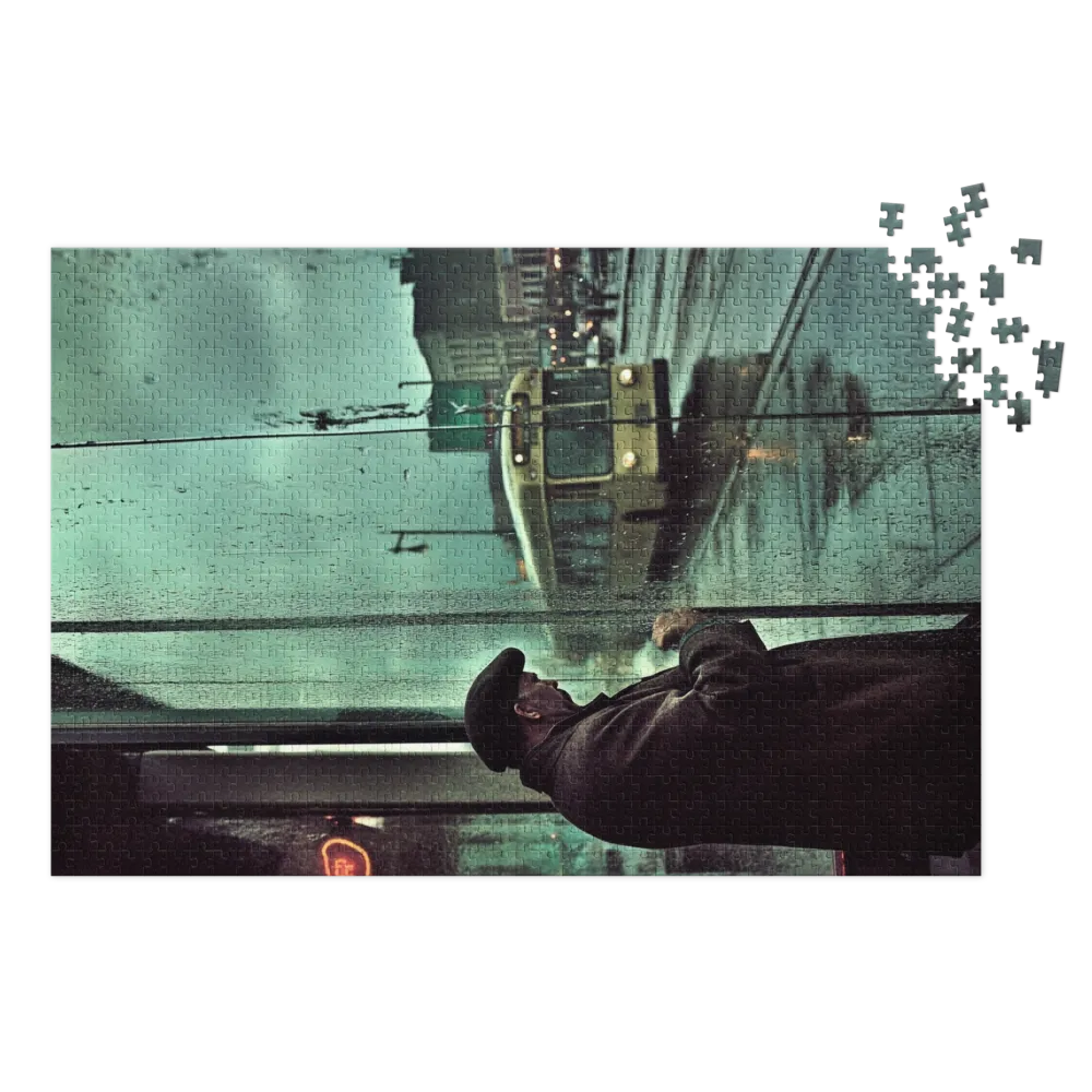 Waiting for the Bus in the Rain 
 Jigsaw Puzzle in Tin Box