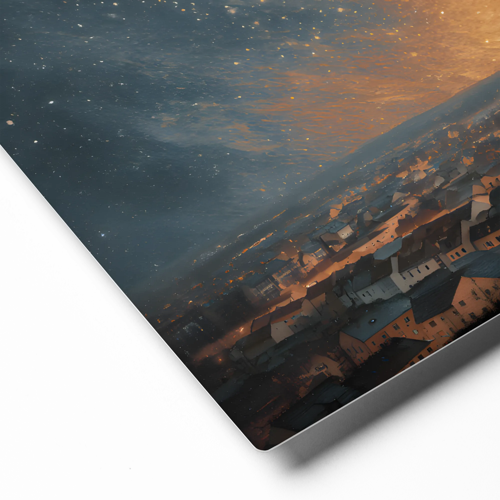 A Glimpse into the Cosmic Cityscape 
 Canvas with White Frame