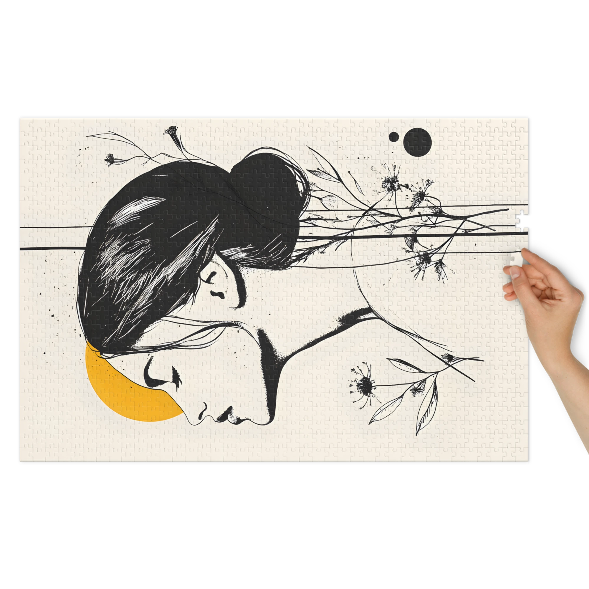 Minimalist Silhouette with Yellow Sun | Jigsaw Puzzles