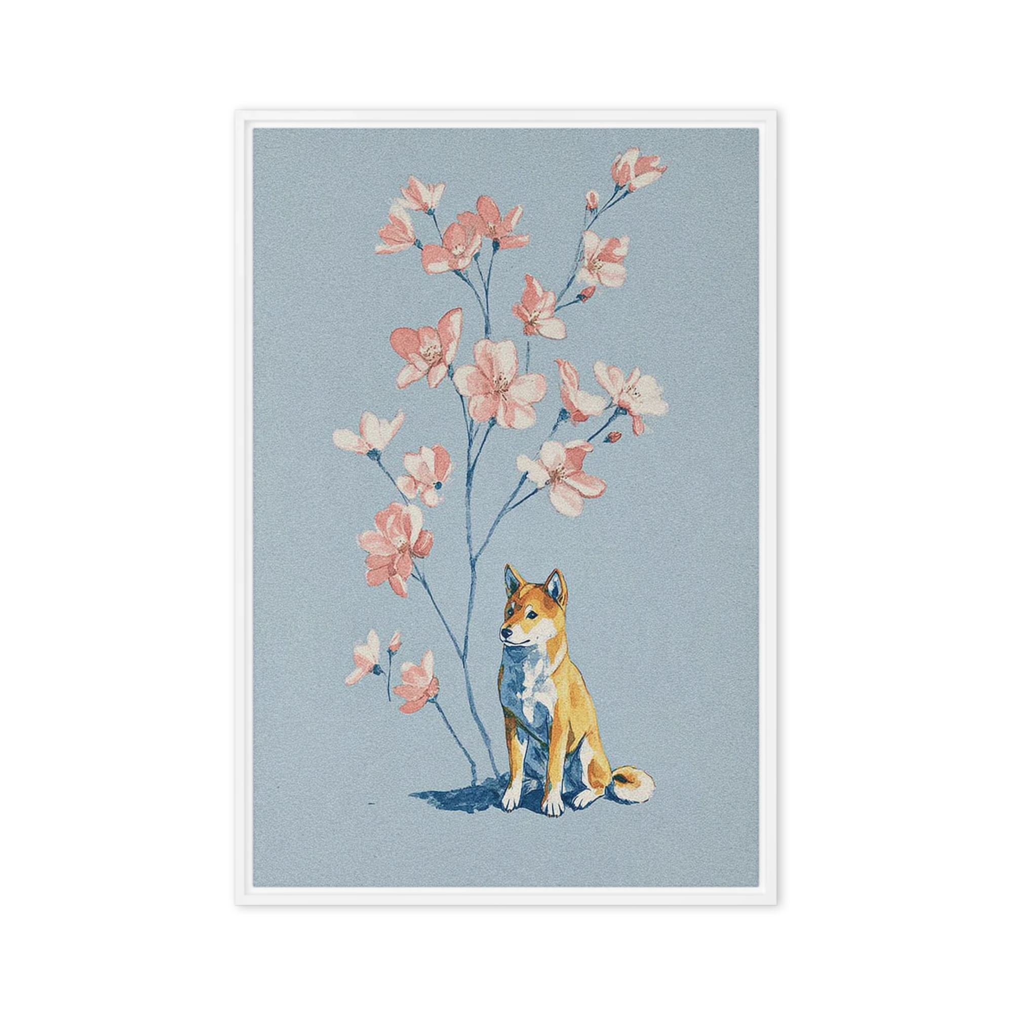 Shiba Inu and Cherry Blossoms | Art Print