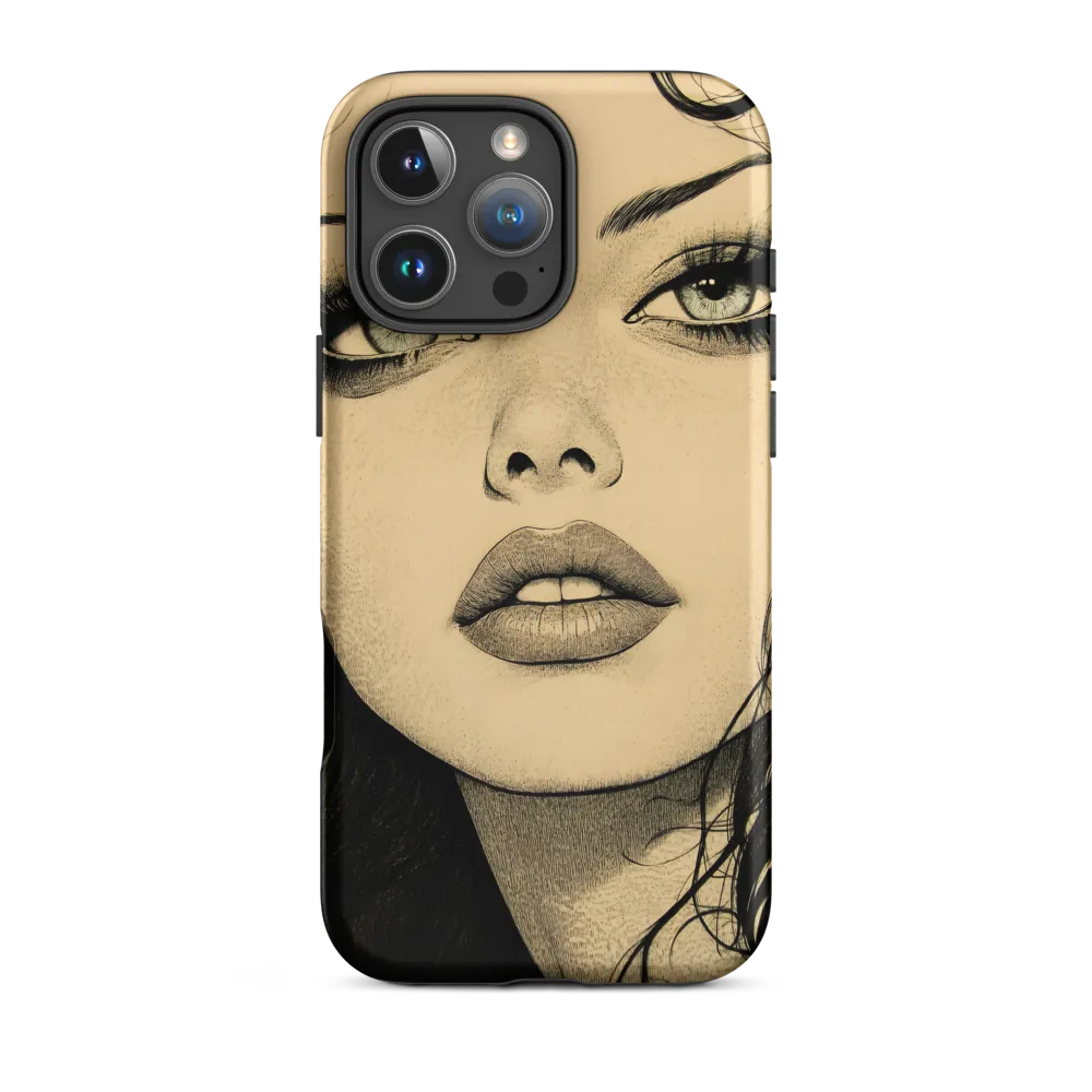 Detailed Female Portrait Ink Drawing | Phone Case