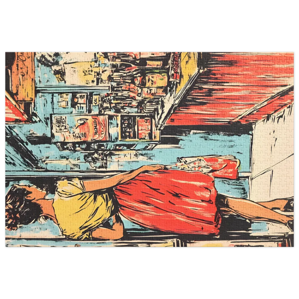 Retro Storefront Scene 
 Jigsaw Puzzle in Tin Box