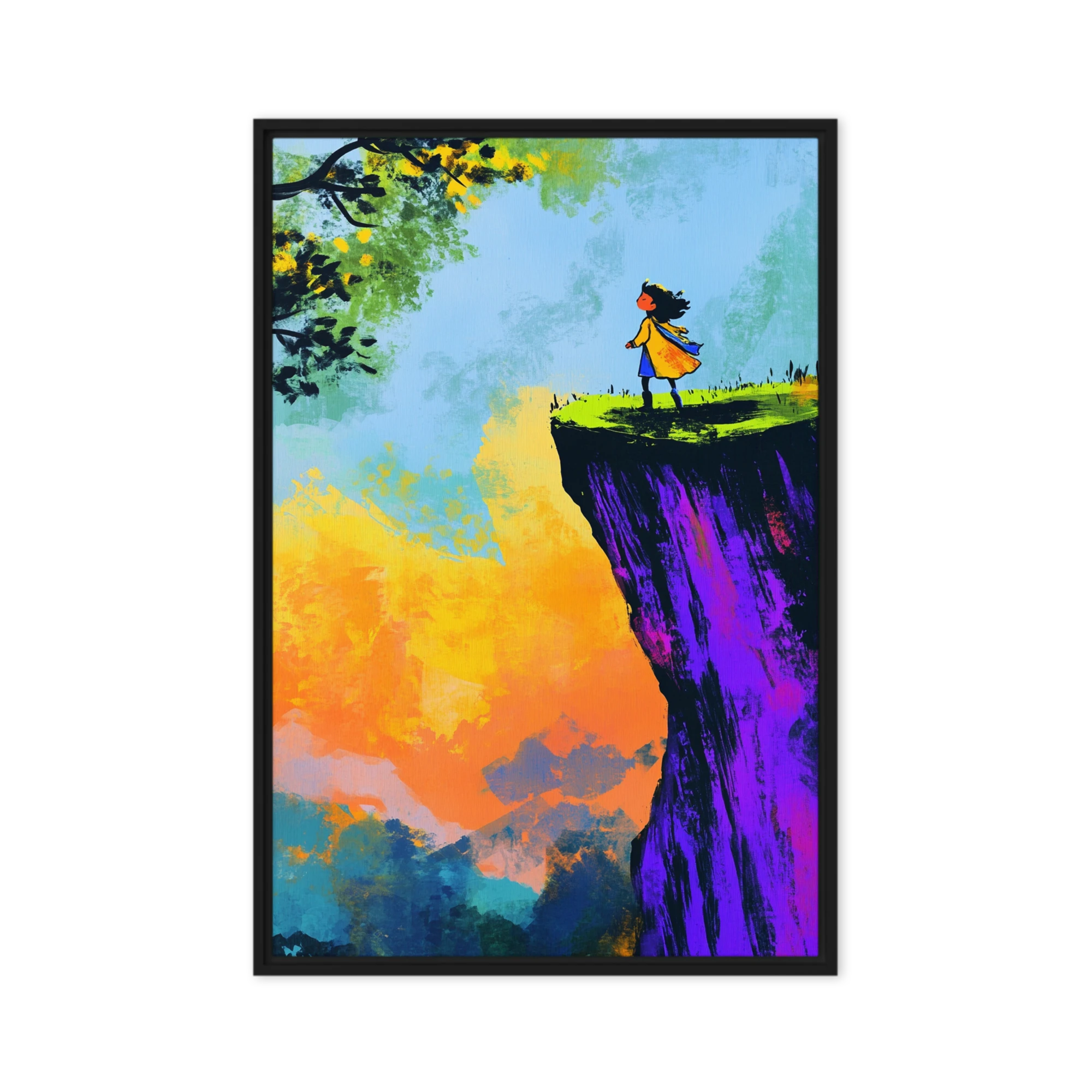 Girl on Cliff at Sunset