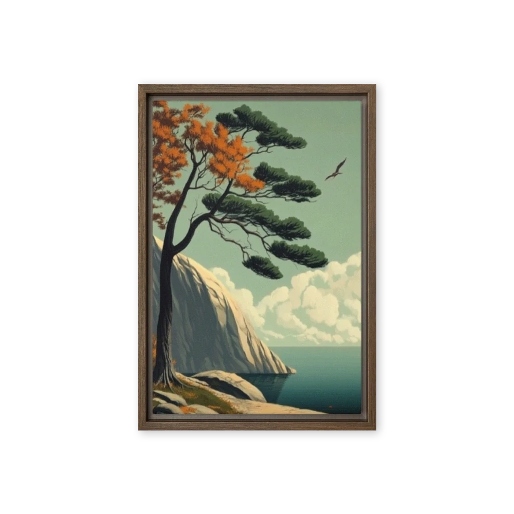 Stylized Tree and Ocean Landscape