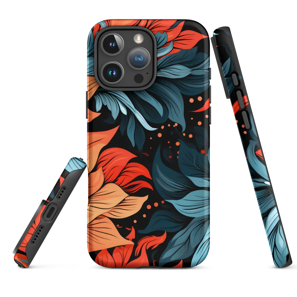 Intricate Floral Pattern in Blue and Orange
