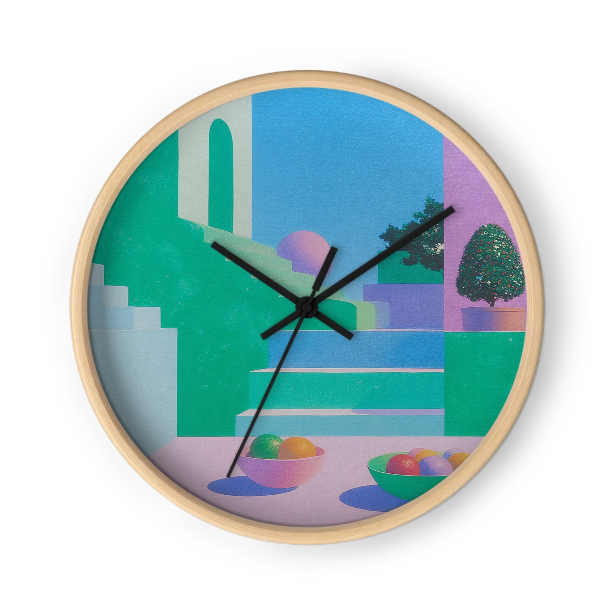 Metaphysical Dreamscapes Wall Clocks — Mint, Lilac And Sky