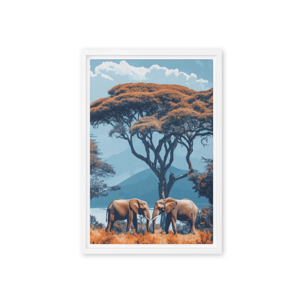 Two Elephants in a Vibrant Landscape