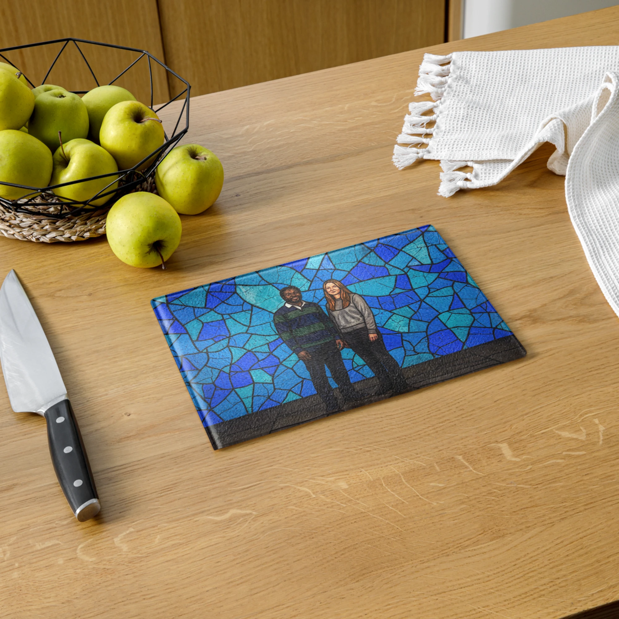 Family Portrait Cutting Board — Stained Glass