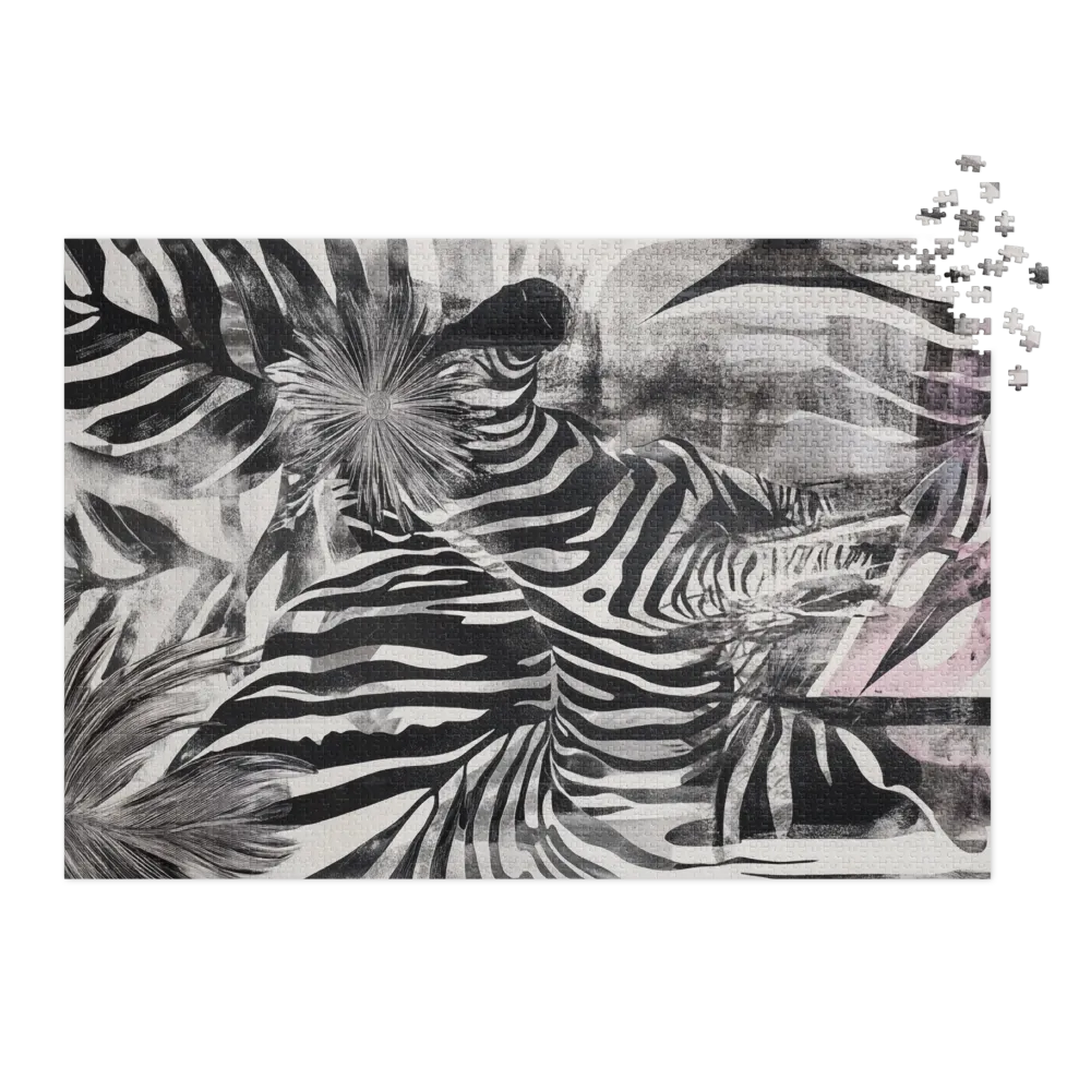 Zebra with Tropical Foliage