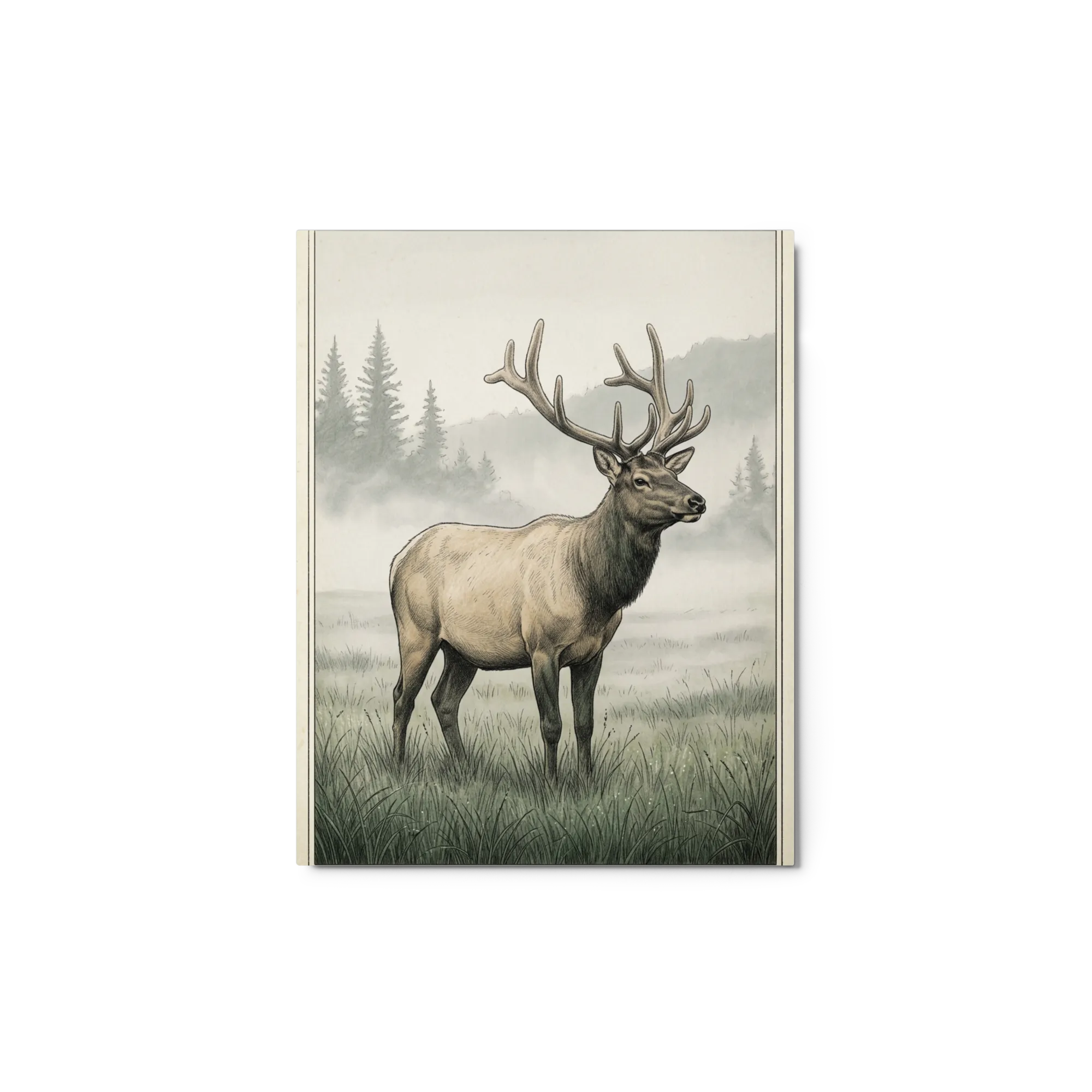 Elk in Misty Clearing