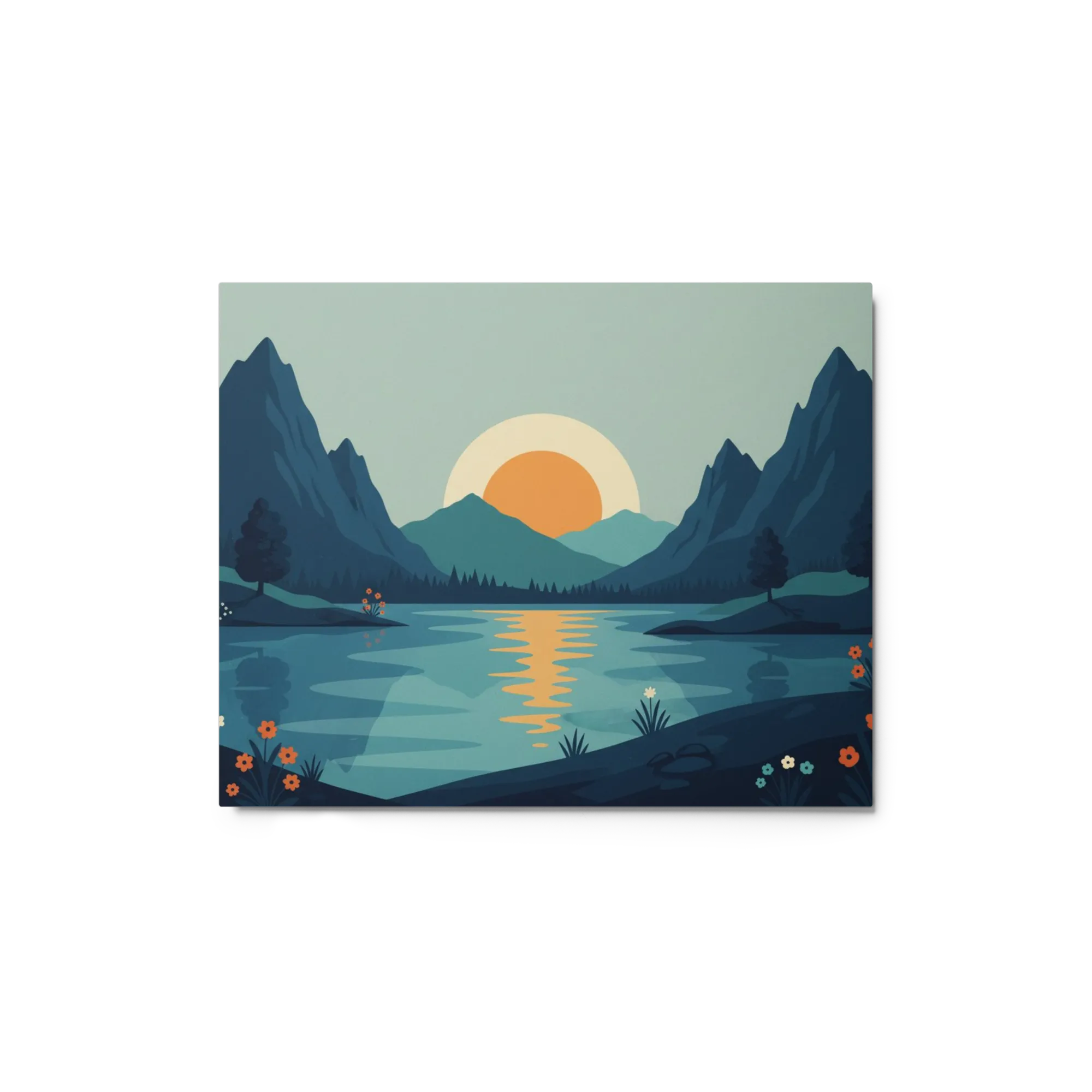 Sunset Over Mountain Lake