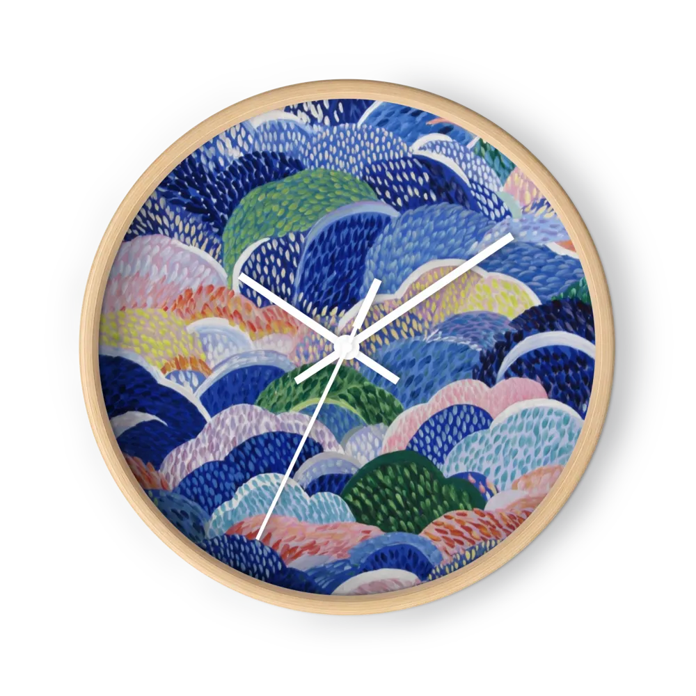 Cobalt Pointillist Tapestry Wall Clocks — Blush, Sage And Blue