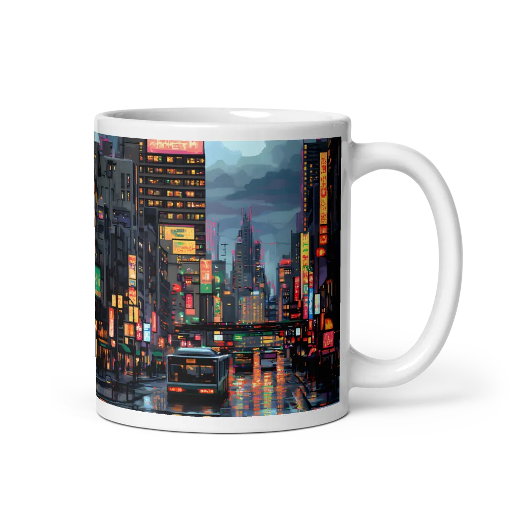 Cyberpunk City Rain 
 Mug with Dark Green inside | 11 oz