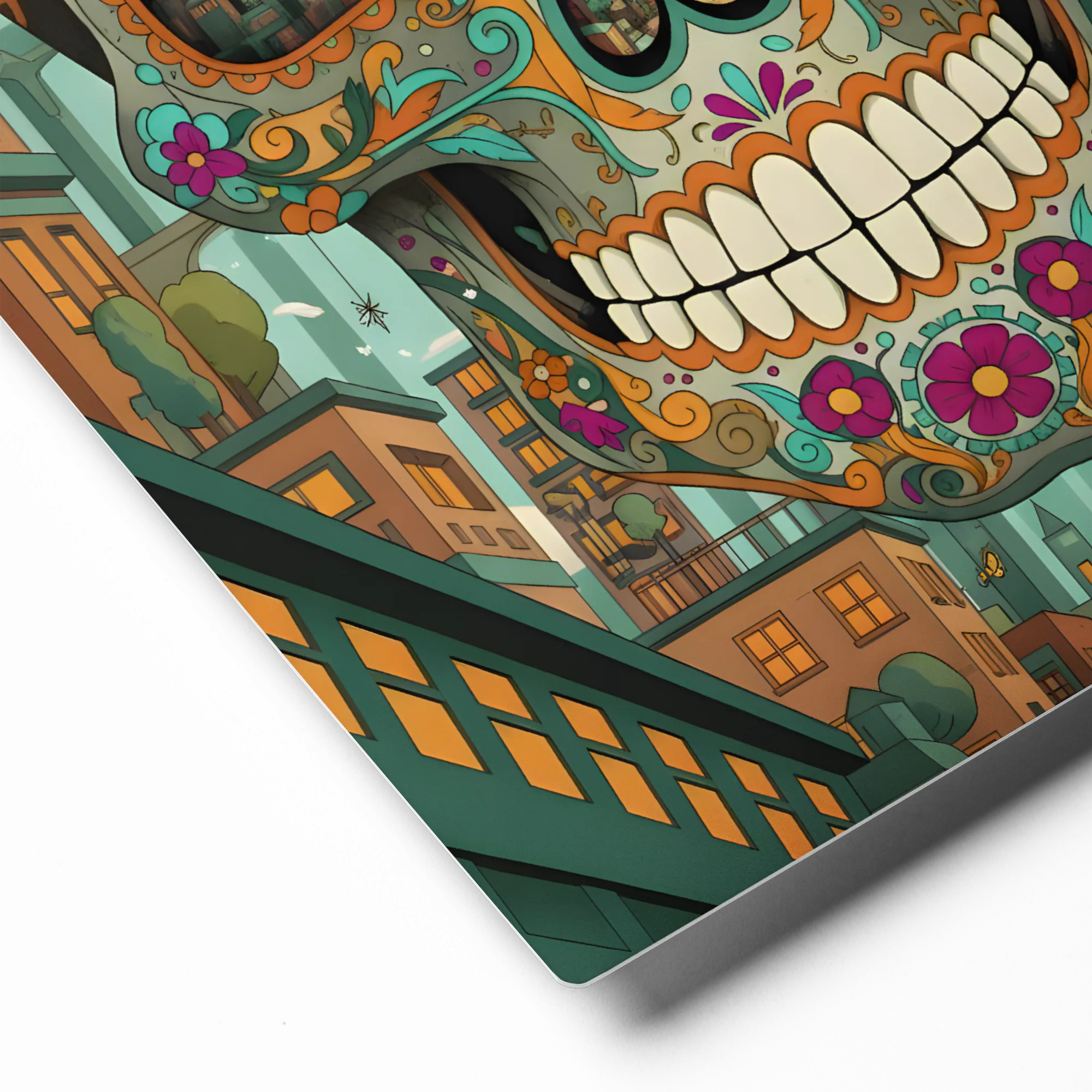 Metropolis Calavera 
 Canvas with White Frame