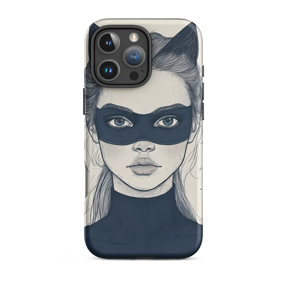 Female Portrait with Mask and Cat Ears | Phone Case
