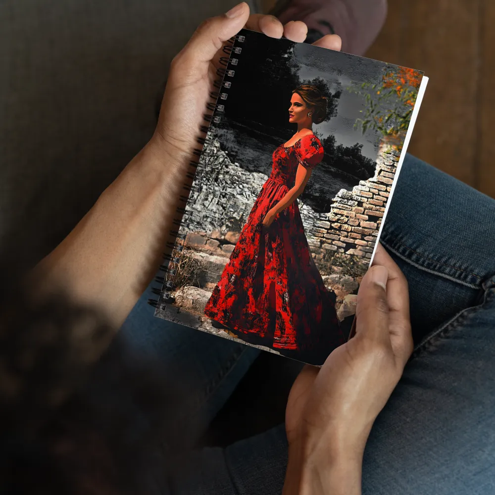 Woman in Red at Ruins 
 Spiral Notebook | 140 pages