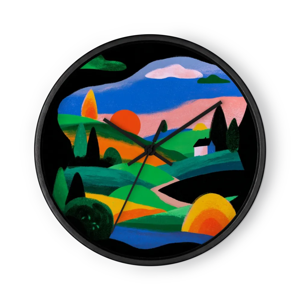 Sunset Over Rolling Hills | Wall Clock