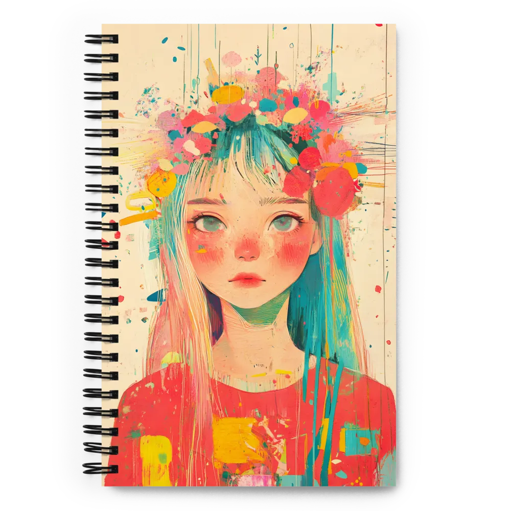 Whimsical Floral Girl Portrait 
 Spiral Notebook | 140 pages