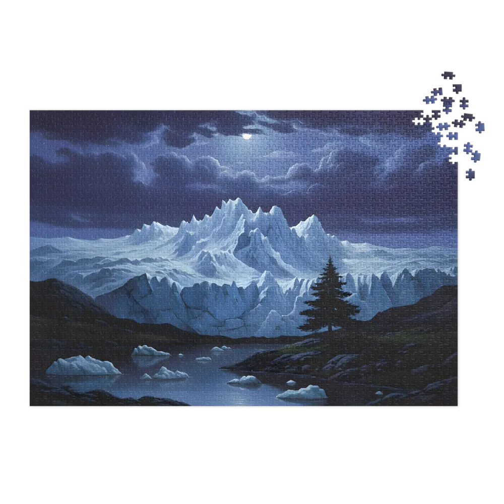 Moonlit Arctic Grandeur 
 Jigsaw Puzzle in Tin Box