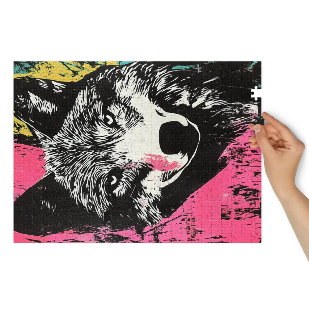 Retrato de Lobo Neon 
 Puzzle em caixa de metal