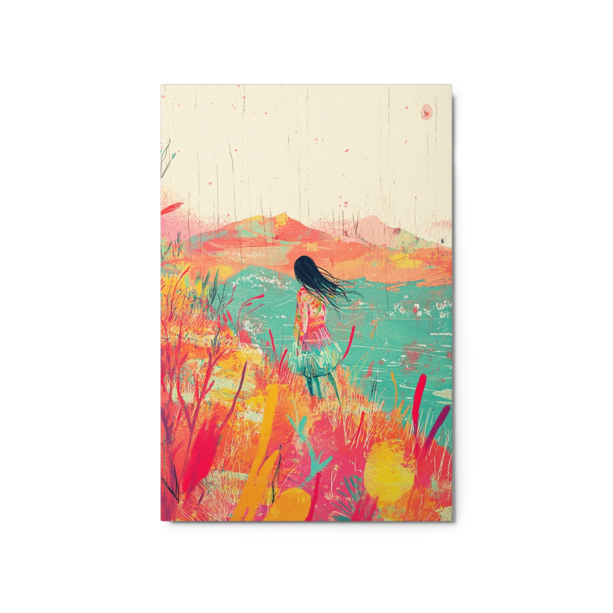 Girl by Colorful Landscape