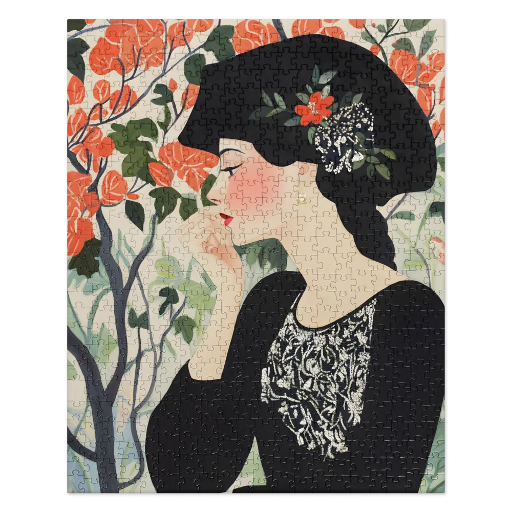 Art Nouveau Floral Muse 
 Jigsaw Puzzle in Tin Box