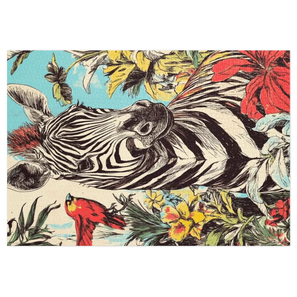 Zebra in the Jungle 
 Jigsaw Puzzle in Tin Box