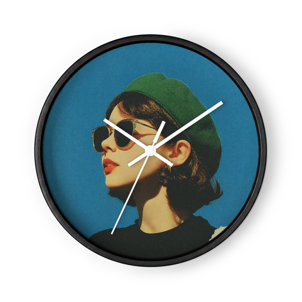 Retro Portrait Clocks On Teal — Cut Out And Pasted