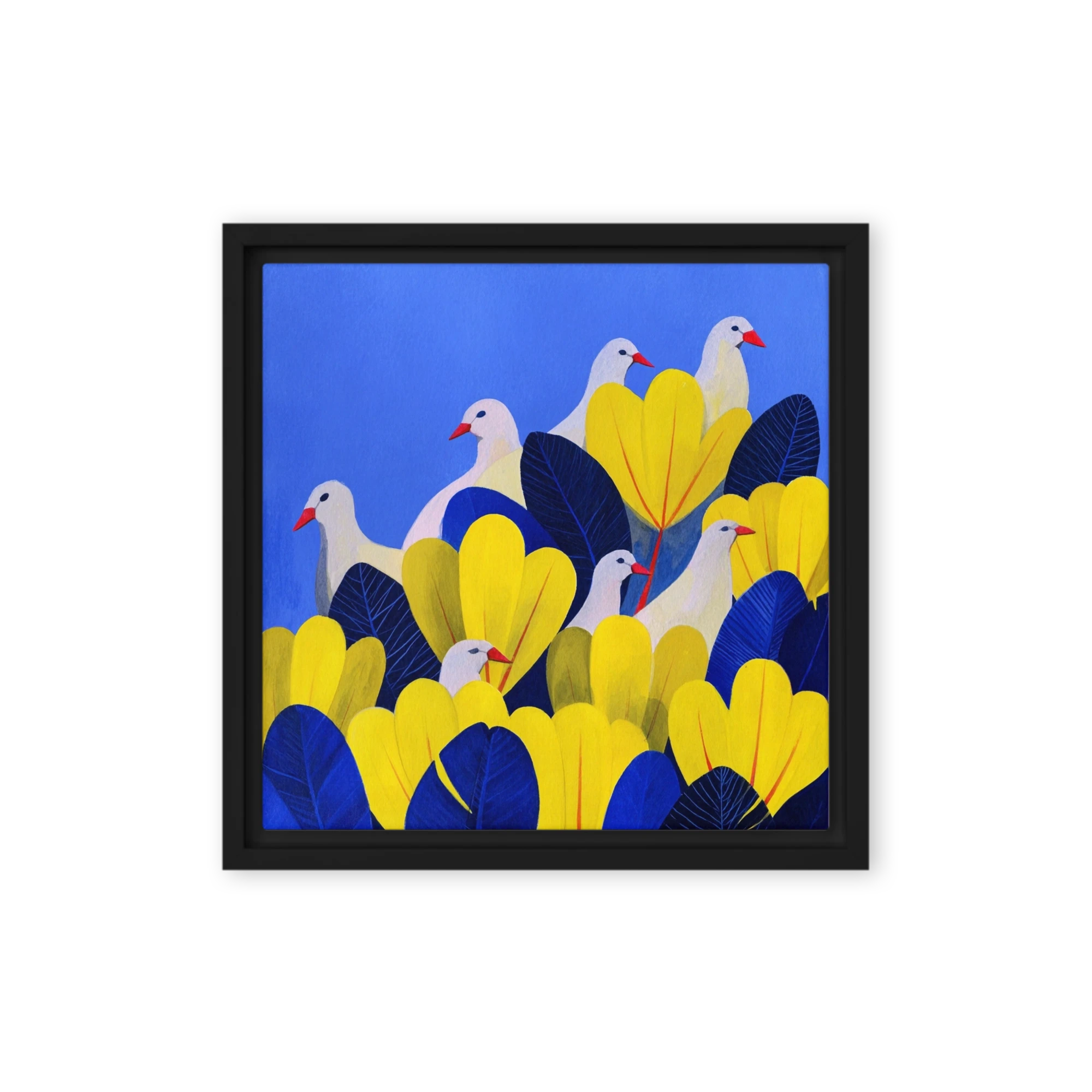 Doves in Yellow Bloom | Art Print
