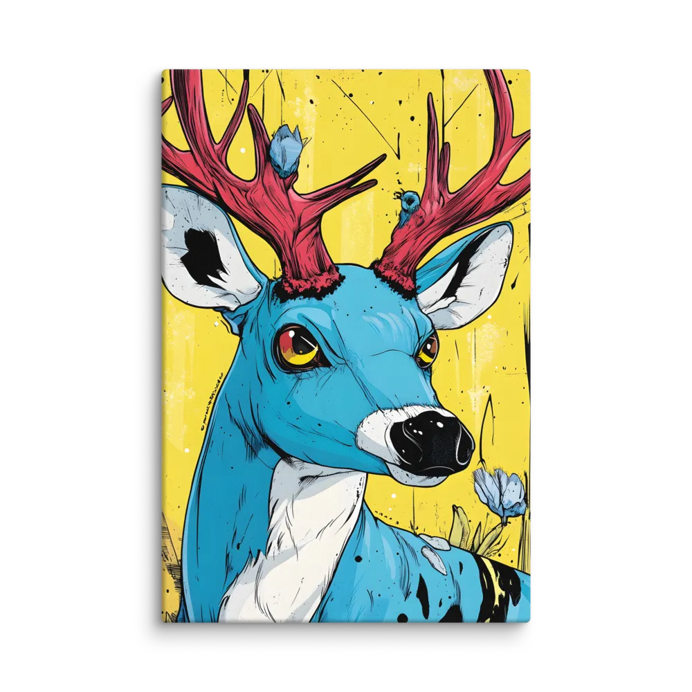 The Azure Stag 
 Canvas with White Frame